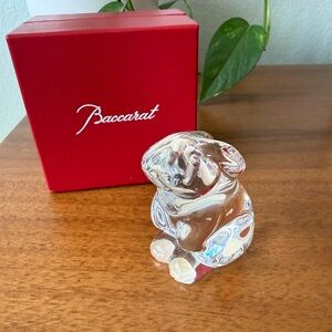 Vintage Baccarat France Signed Crystal Clear Sitting Bunny Rabbit Figurine MINT